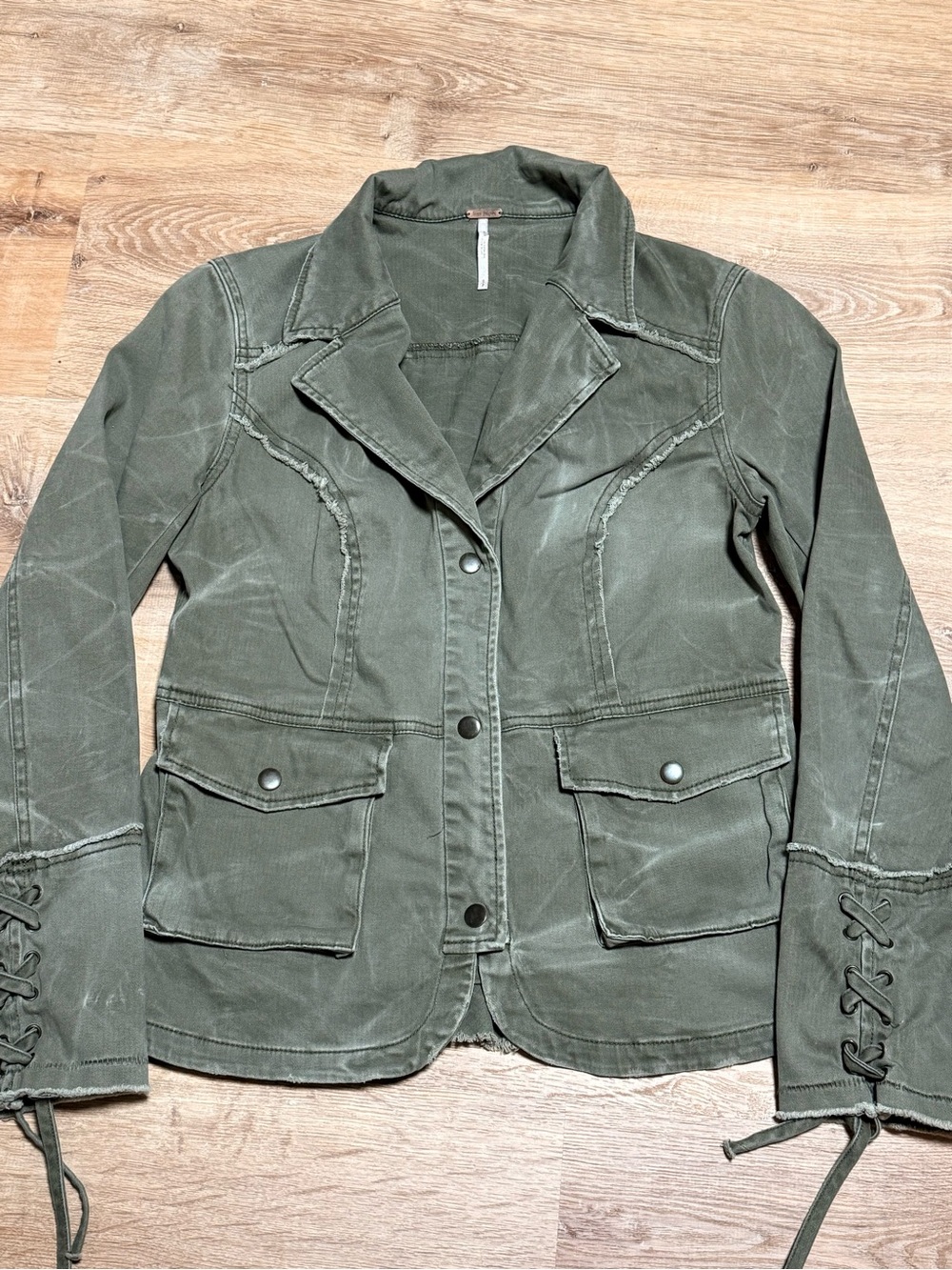 FreePeople  Olive Lace-Up Sleeve Utility Jacket